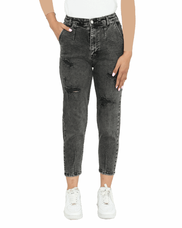 شلوار جین مام فیت زاپدار رویال - Image 4