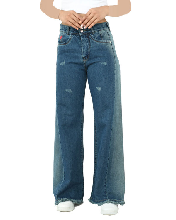 شلوار جین شافل آبی - Image 4