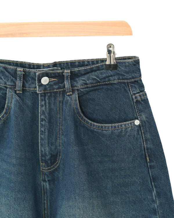 شلوار بگ کوتاه دمپا ریش آبی کدر - Image 7