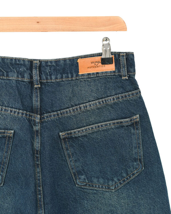 شلوار بگ کوتاه دمپا ریش آبی کدر - Image 8