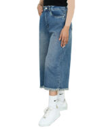 شلوار جین شورت بگ آبی پایین ریش - Image 5