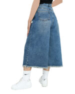 شلوار جین شورت بگ آبی پایین ریش - Image 6