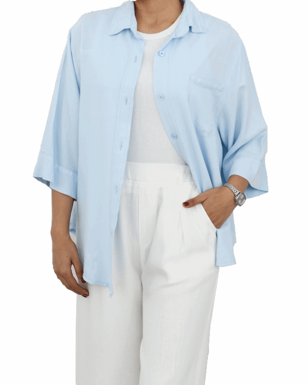 شومیز لینن اسلپ رنگی - Image 11