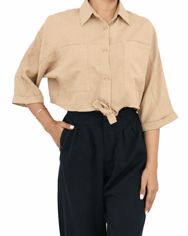 شومیز گره ای جیب دار - Image 7