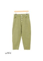 شلوار کتان مام فیت سبز - Image 2