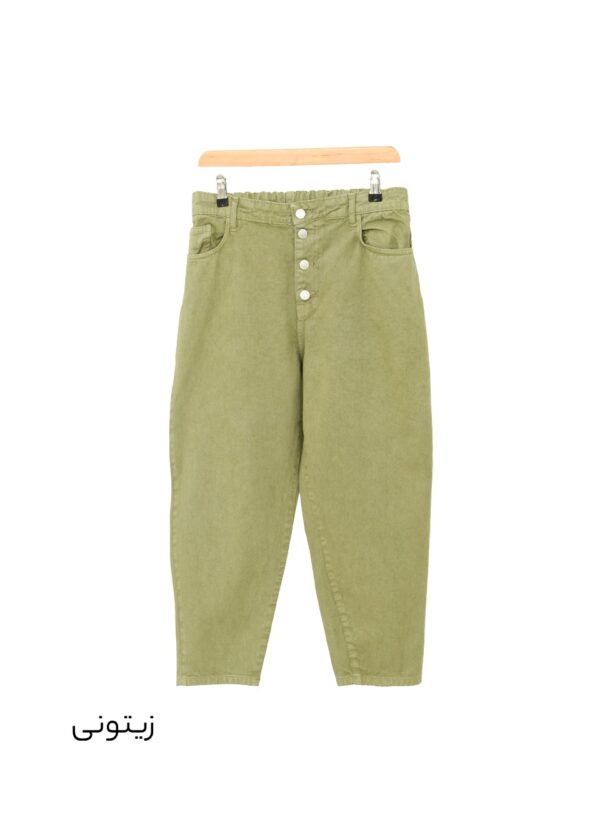 Slide1 شلوار کتان مام فیت سبز - Image 2