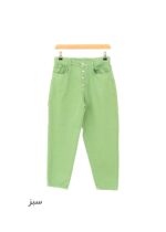 شلوار کتان مام فیت سبز - Image 3