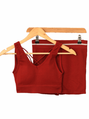 ست نیم تنه و شورتک ورزشی پشت بندی