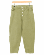 شلوار کتان مام فیت سبز