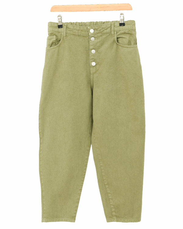 شلوار کتان طیف سبز (1) شلوار کتان مام فیت سبز - Image 1