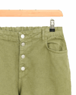 شلوار کتان مام فیت سبز - Image 5