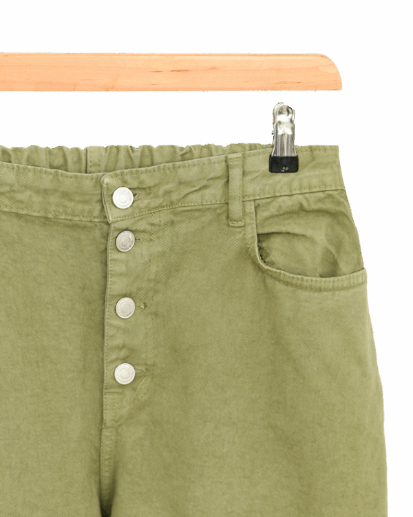 شلوار کتان طیف سبز (2) شلوار کتان مام فیت سبز - Image 5