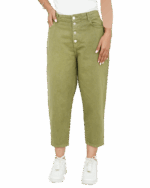 شلوار کتان مام فیت سبز - Image 6