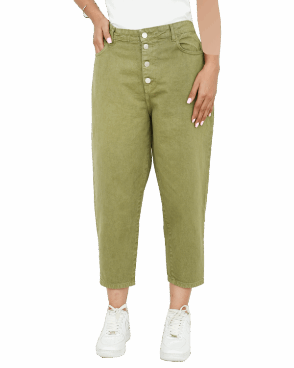 شلوار کتان طیف سبز (3) شلوار کتان مام فیت سبز - Image 6