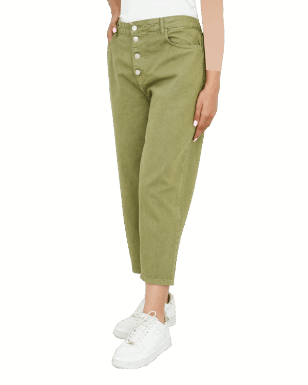 شلوار کتان طیف سبز (4) شلوار کتان مام فیت سبز - Image 7