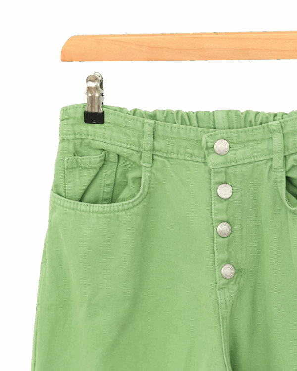 شلوار کتان طیف سبز (5) شلوار کتان مام فیت سبز - Image 8