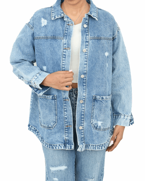 کت جین زاپدار دو جیب - Image 6