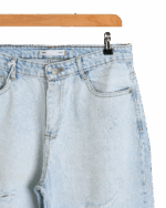 شلوار مام استایل آبی یخی زاپدار - Image 2