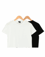 کراپ تیشرت سفید و مشکی ساده - Image 2