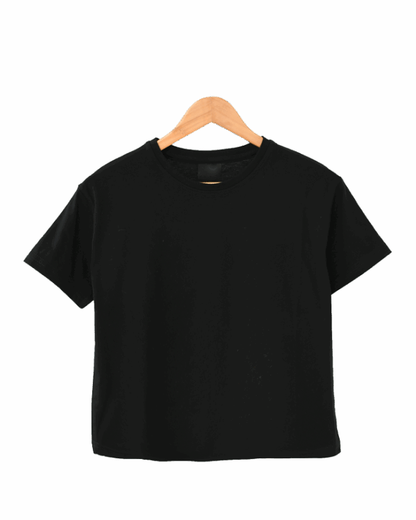 کراپ تیشرت سفید و مشکی ساده - Image 1