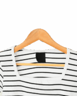 کراپ آستین کوتاه راه راه یقه خشتی - Image 3