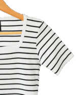 کراپ آستین کوتاه راه راه یقه خشتی - Image 4