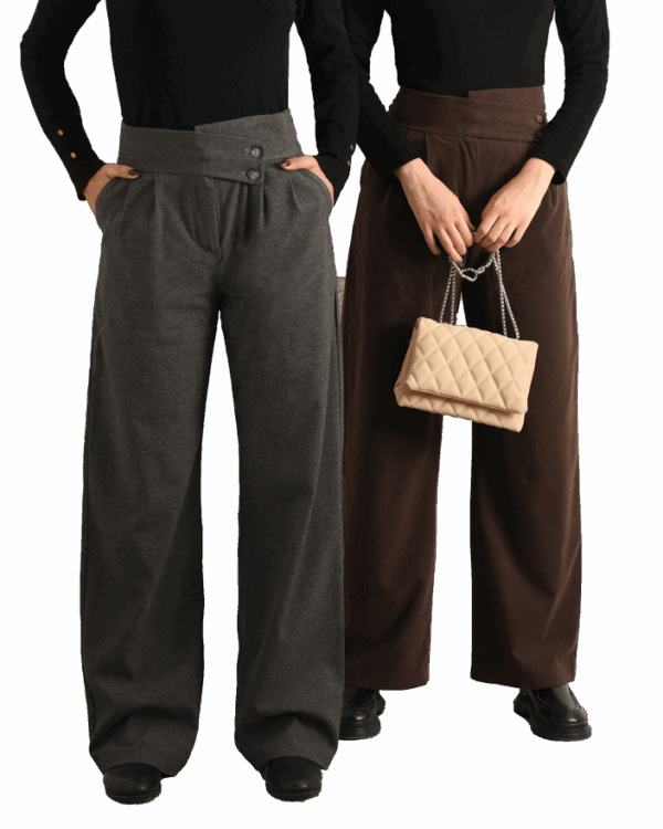 شلوار فوتر جلو دکمه پشت کش - Image 5