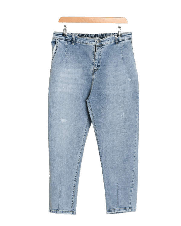 شلوار-مام-ابی-روشن-ساده--(6) شلوار جین مام فیت سایز بزرگ - Image 1