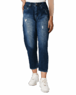 شلوار مام استایل زاپدار سرمه ای - Image 3