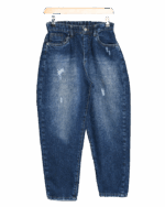 شلوار مام استایل زاپدار سرمه ای