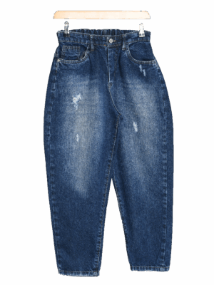 شلوار مام استایل زاپدار سرمه ای