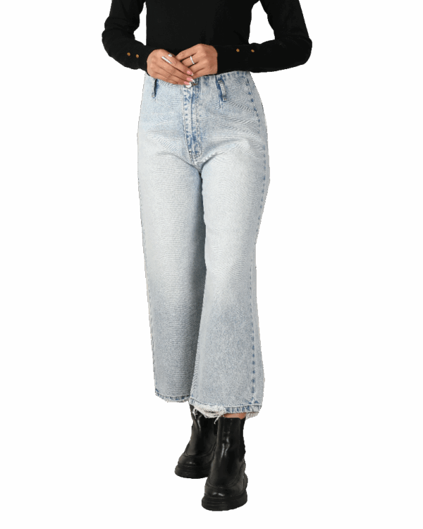 شلوار جین واید لگ زارا آبی روشن - Image 4