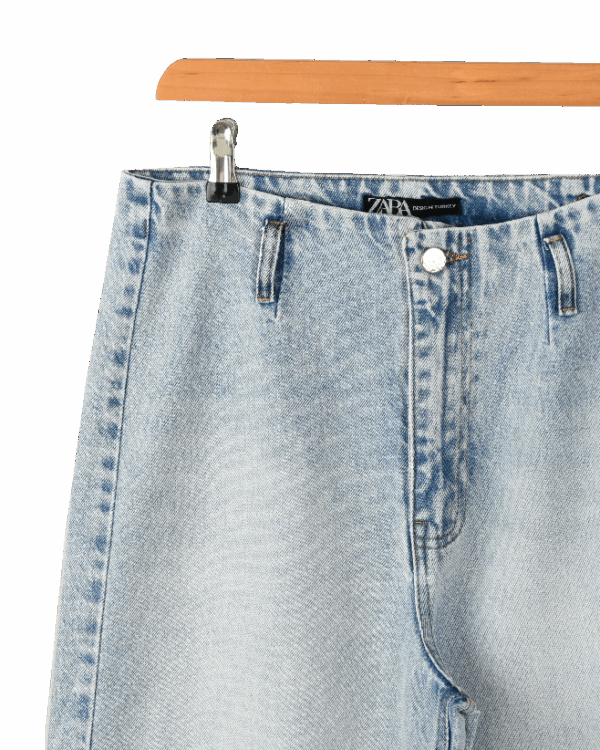 شلوار جین واید لگ زارا آبی روشن - Image 5