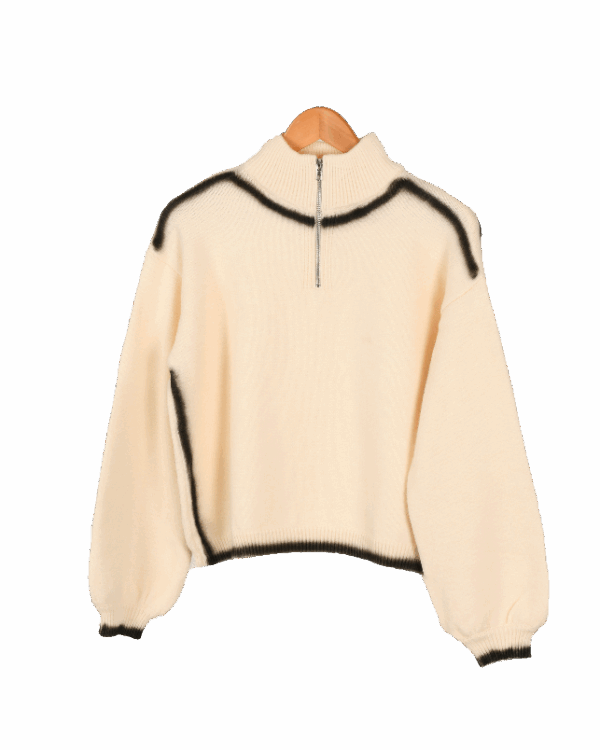 بافت-نیم-زیپ-کراپ--(2) بافت نیم زیپ بغل خط - Image 1