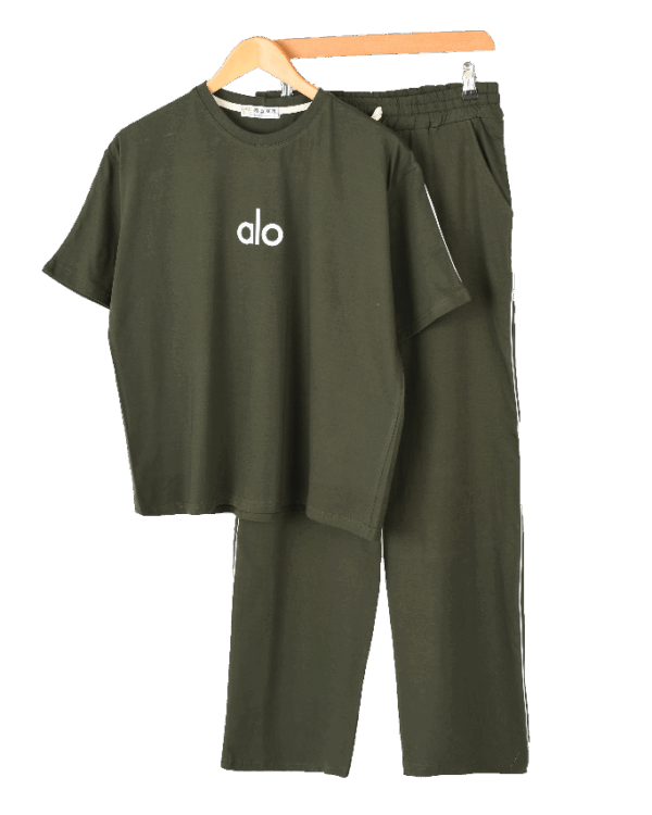 ست تیشرت و شلوار الو بغل خط - Image 1