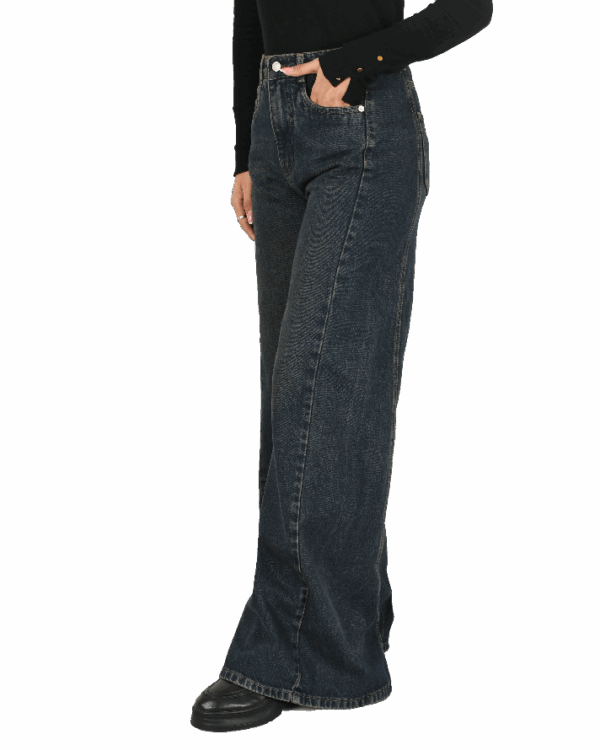 شلوار شافل سرمه ای کثیف - Image 4