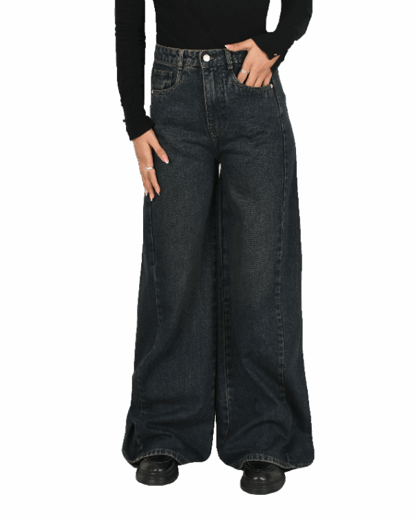 شلوار شافل سرمه ای کثیف - Image 3