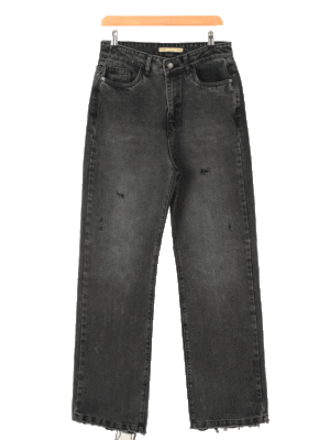 شلوار جین زاپدار ذغالی نیم بگ