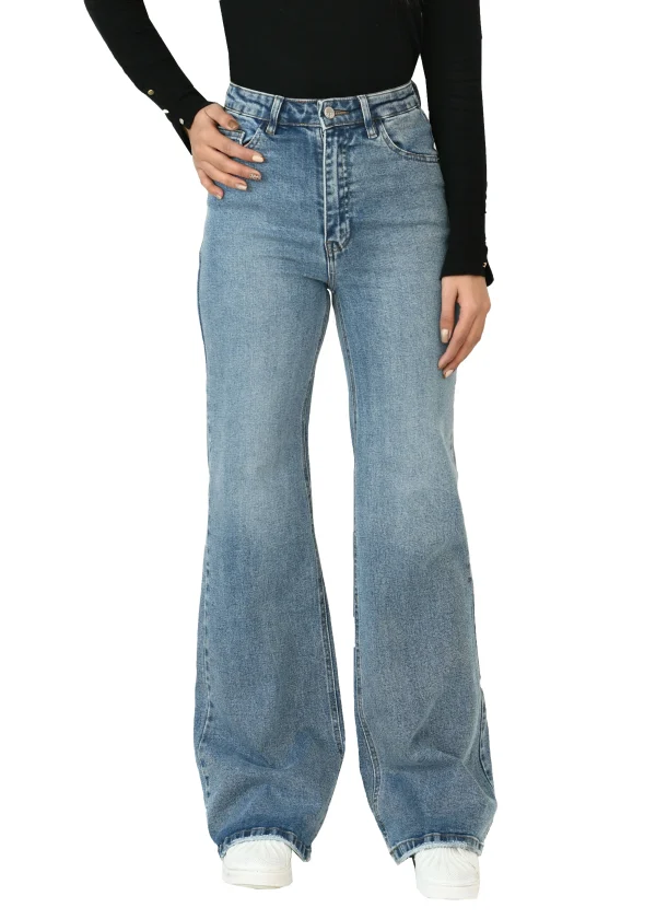 شلوار جین بگ آبی متوسط - Image 4