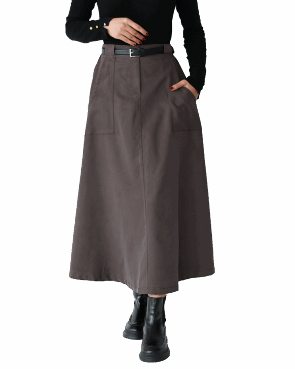 دامن کمربند دار دو جیب - Image 7