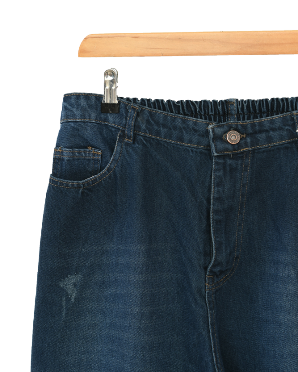 شلوار جین بگ سرمه ای زاپدار سایز بزرگ - Image 2