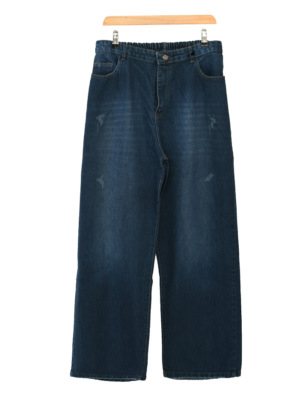 شلوار جین بگ سرمه ای زاپدار سایز بزرگ