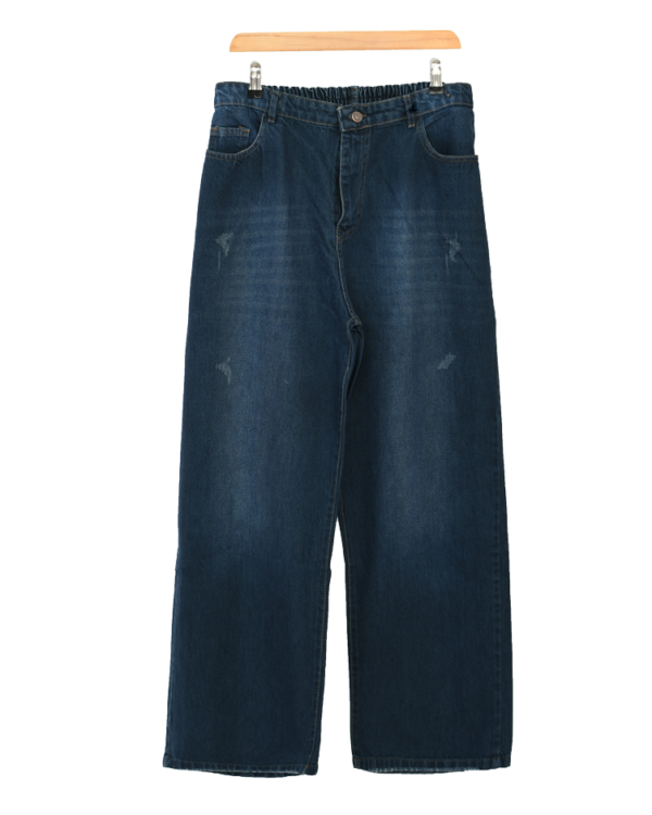 شلوار-نیم-بگ-پشت-ک-سایه-دار--(2) شلوار جین بگ سرمه ای زاپدار سایز بزرگ - Image 1