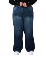 شلوار جین بگ سایز بزرگ آبی تیره - Image 2