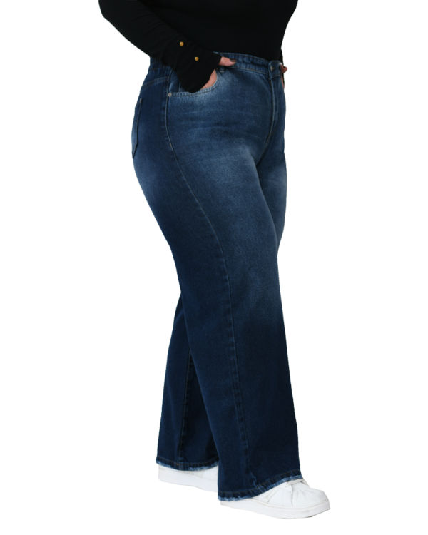 شلوار جین بگ سایز بزرگ آبی تیره - Image 6