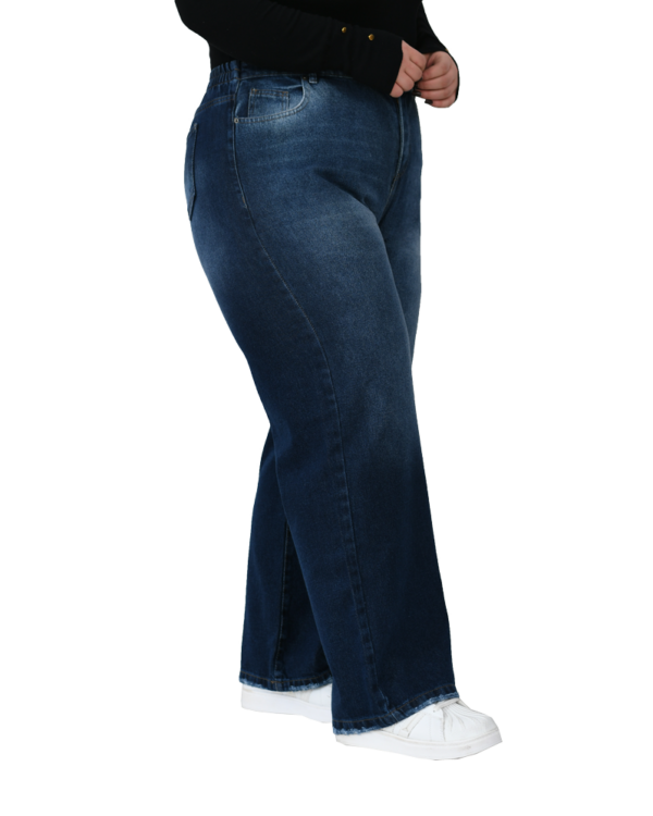 شلوار جین بگ سایز بزرگ آبی تیره - Image 5