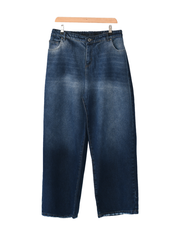 شلوار-نیم-بگ-پشنت-کش-ابی-سایه-دار--(7) شلوار جین بگ سایز بزرگ آبی تیره - Image 1