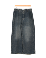 شلوار جین واید لگ آبی کثیف سایز بزرگ