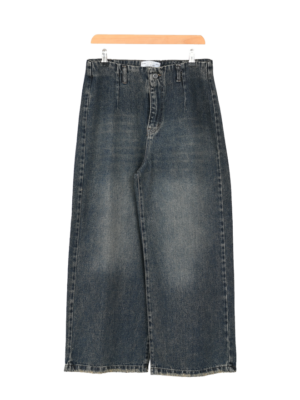 شلوار جین واید لگ آبی کثیف سایز بزرگ