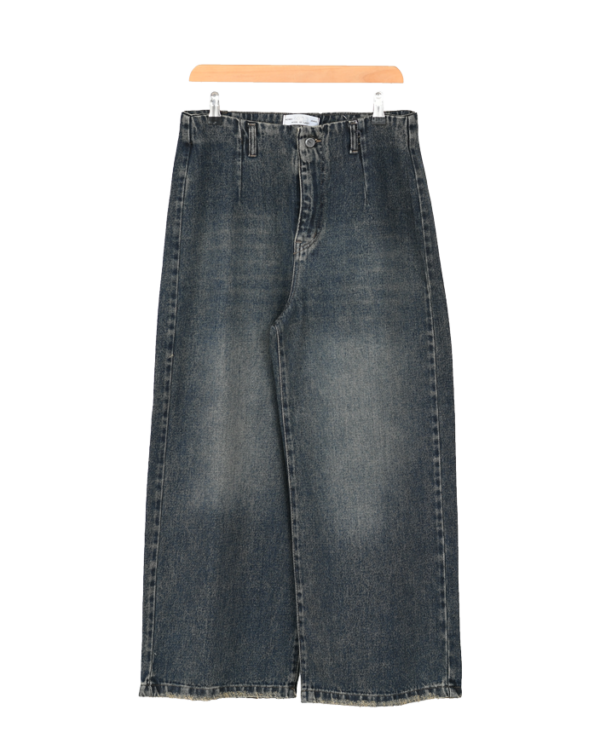 شلوار جین واید لگ آبی کثیف سایز بزرگ - Image 1